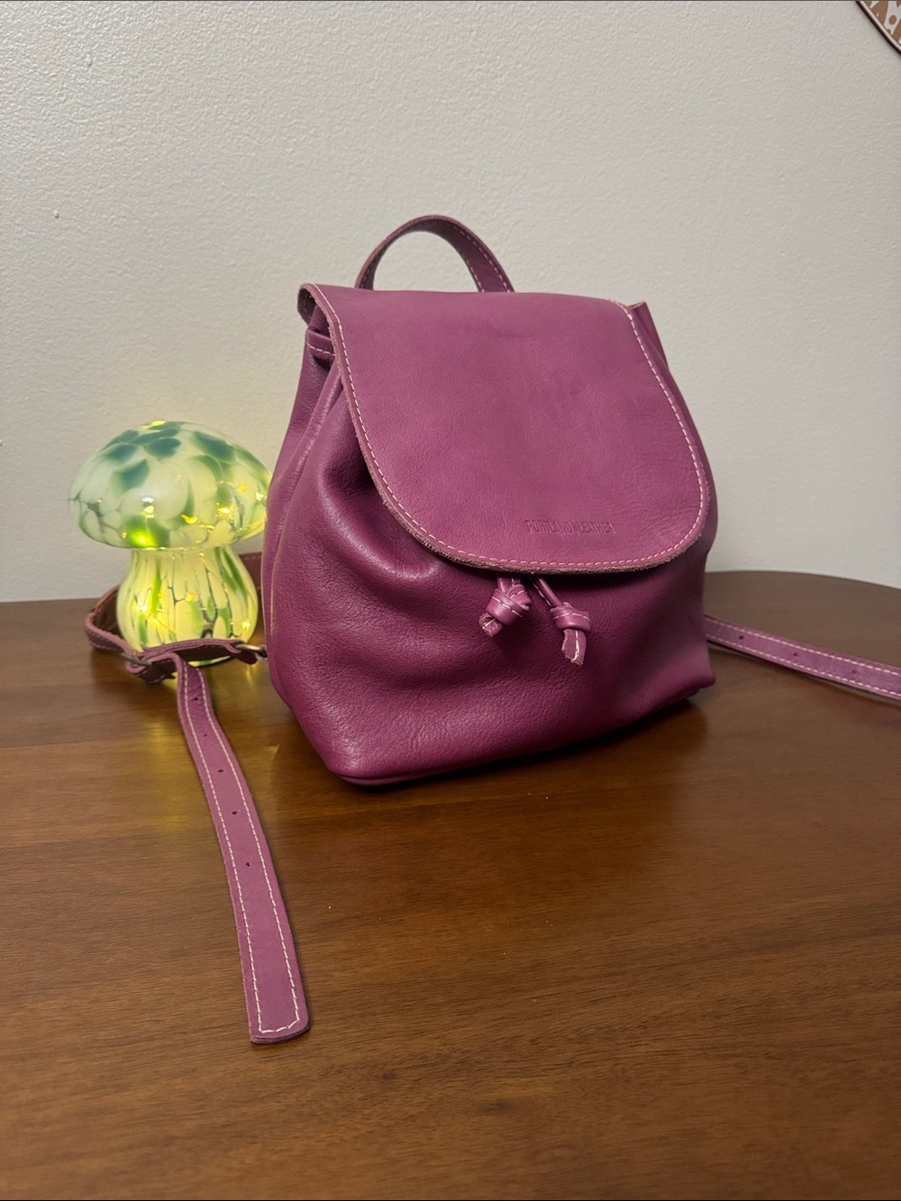 Portland Leather Goods Bucket Backpack in Mulberry
